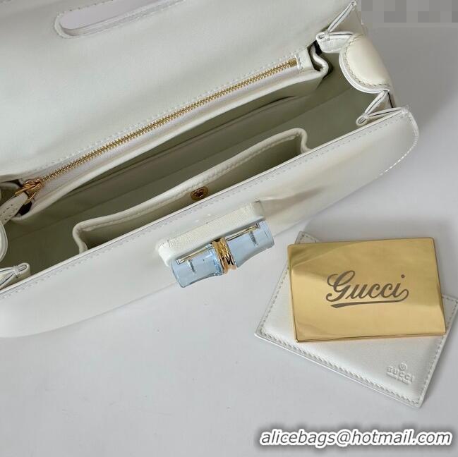 Buy Discount Gucci Leather Bamboo Diva medium bag 827750 White 2025
