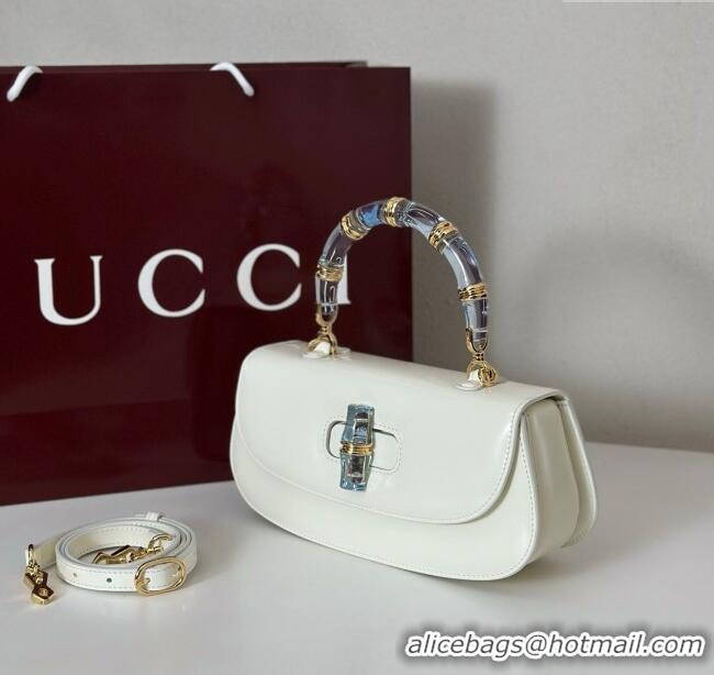 Buy Discount Gucci Leather Bamboo Diva medium bag 827750 White 2025
