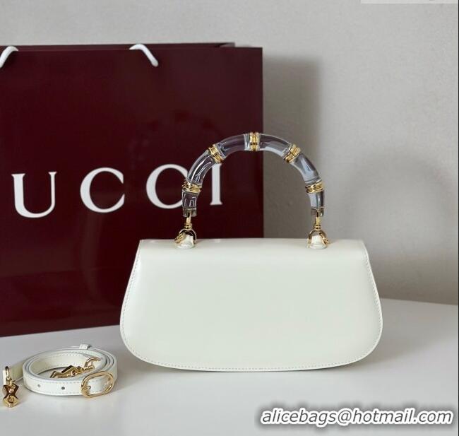 Buy Discount Gucci Leather Bamboo Diva medium bag 827750 White 2025