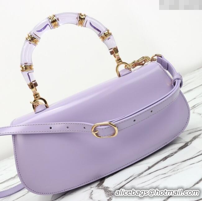 New Fashion Gucci Leather Bamboo Diva medium bag 827750 Lilac Purple 2025