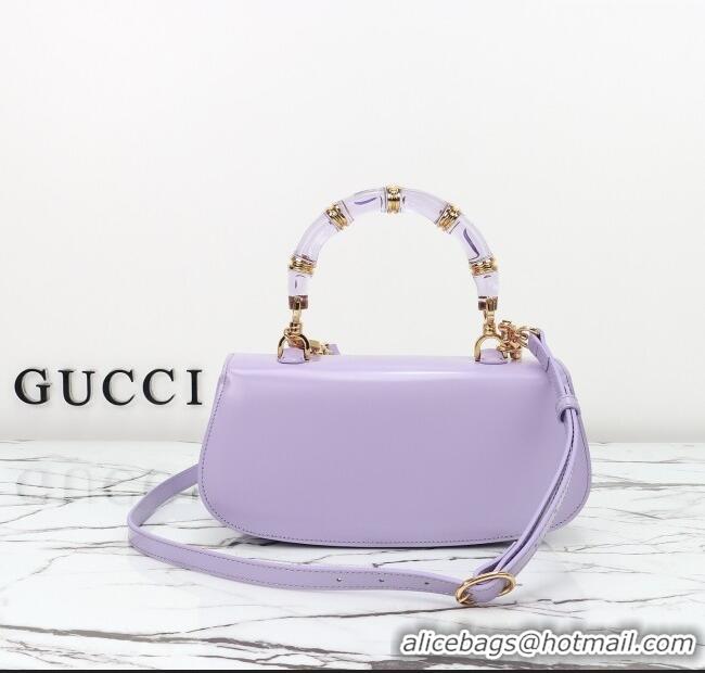 New Fashion Gucci Leather Bamboo Diva medium bag 827750 Lilac Purple 2025