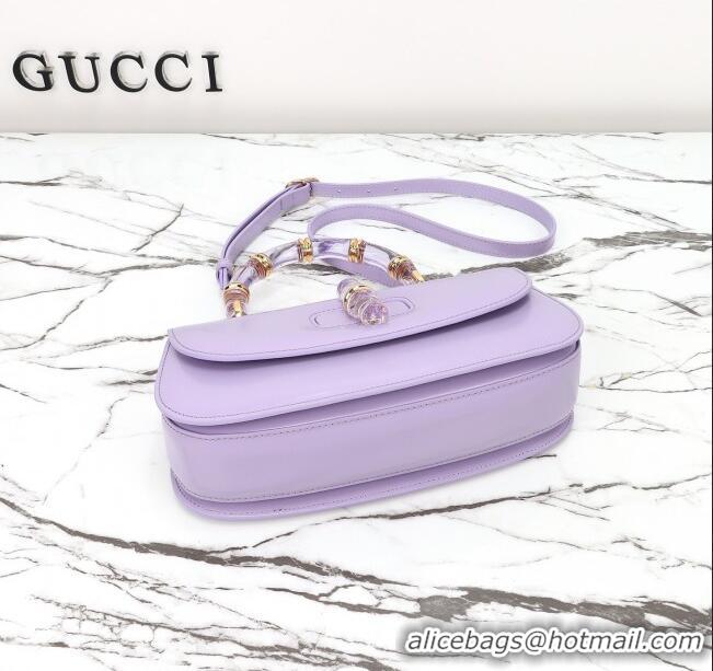 New Fashion Gucci Leather Bamboo Diva medium bag 827750 Lilac Purple 2025