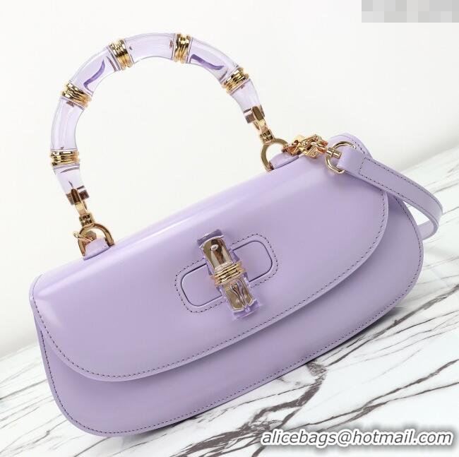 New Fashion Gucci Leather Bamboo Diva medium bag 827750 Lilac Purple 2025