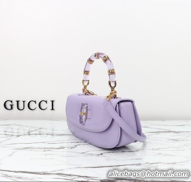 New Fashion Gucci Leather Bamboo Diva medium bag 827750 Lilac Purple 2025