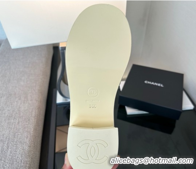 Unique Style Chanel Quilted Lambskin Heel Slides Sandal with Chain Yellow 2025 CH071503