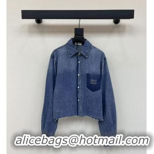 Original Cheap Miu Miu Women Denim Shirt M8980 Blue