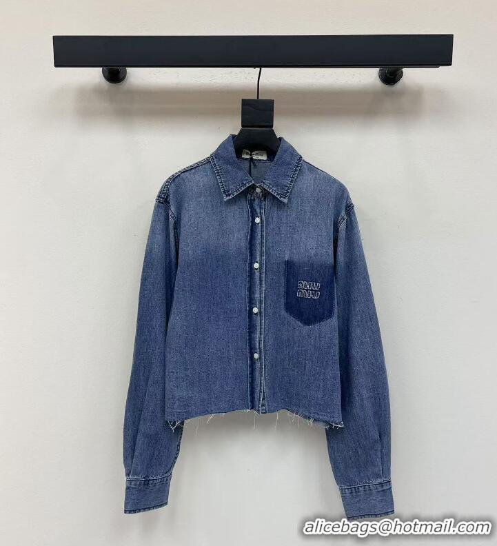 Original Cheap Miu Miu Women Denim Shirt M8980 Blue