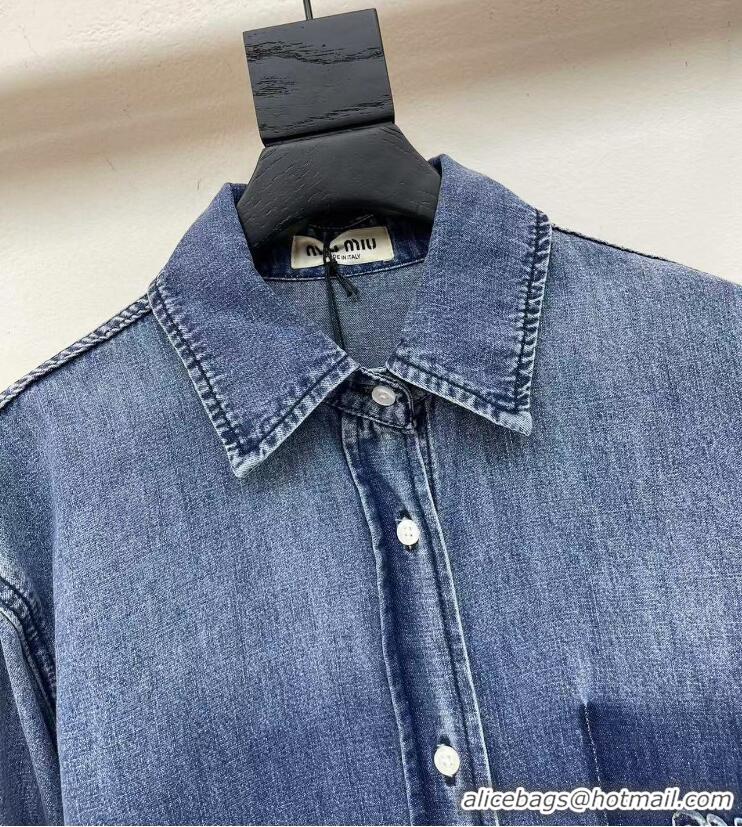 Original Cheap Miu Miu Women Denim Shirt M8980 Blue