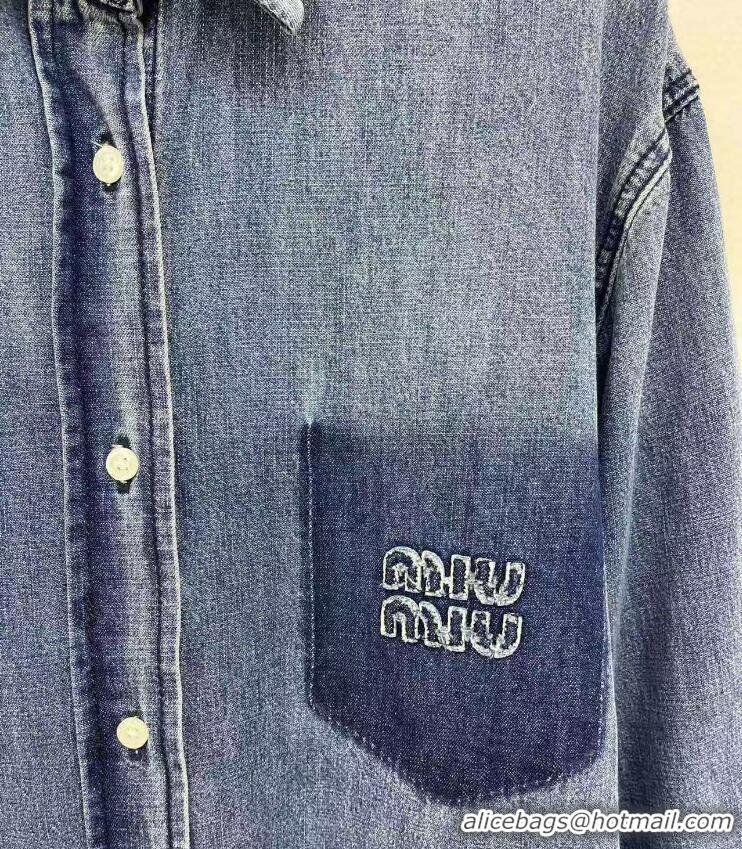 Original Cheap Miu Miu Women Denim Shirt M8980 Blue