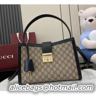 Top Grade Gucci Padlock GG Canvas Large Handbag 838991 Black 2025