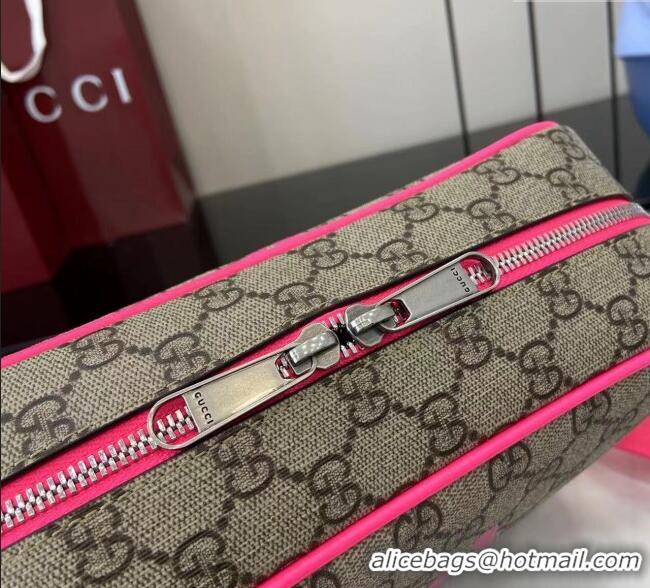 Low Cost Gucci Mens GG Monogram Medium crossbody bag with print 839380 Beige/Bright Pink 2025