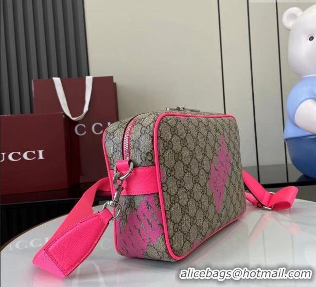 Low Cost Gucci Mens GG Monogram Medium crossbody bag with print 839380 Beige/Bright Pink 2025