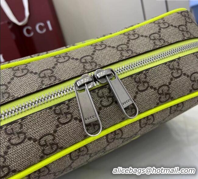 Buy Classic Gucci Mens GG Monogram Medium crossbody bag with print 839380 Beige/Acid Green 2025