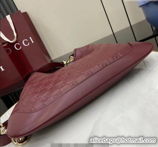 Trendy Design Gucci B medium shoulder bag in GG Leather 834981 Ancora Red 2025