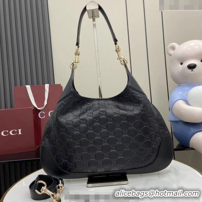 Original Cheap Gucci B medium shoulder bag in GG Leather 834981 Black 2025