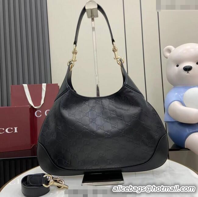 Original Cheap Gucci B medium shoulder bag in GG Leather 834981 Black 2025