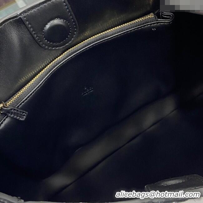 Luxury Discount Gucci B medium shoulder bag in Micro GG Suede 834981 Black 2025