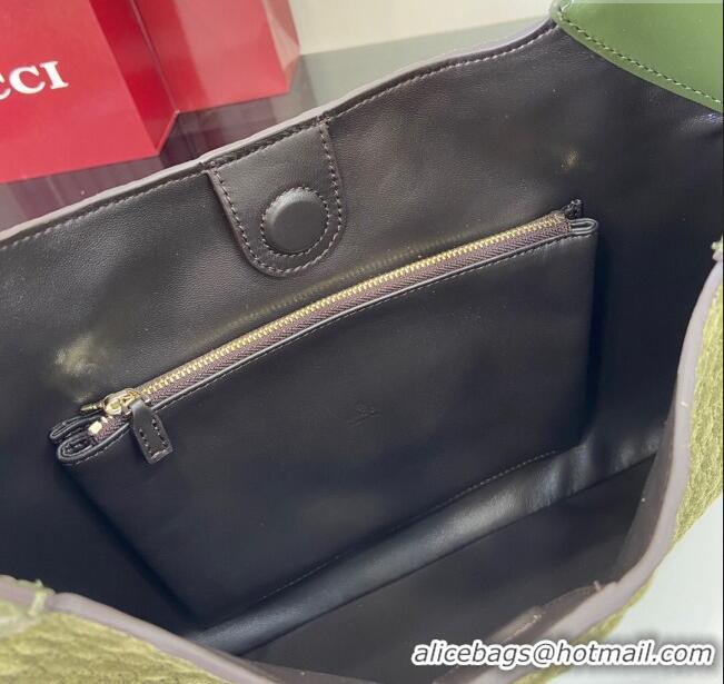 Top Design Gucci B medium shoulder bag in Micro GG Suede 834981 Dark Green 2025