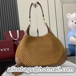 Luxury Classic Gucci B medium shoulder bag in Micro GG Suede 834981 Brown 2025