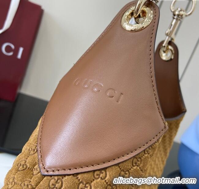 Luxury Classic Gucci B medium shoulder bag in Micro GG Suede 834981 Brown 2025