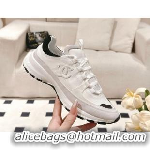 Buy New Cheap Chanel Calfskin & Suede Sneakers White/Black 2025 G46609