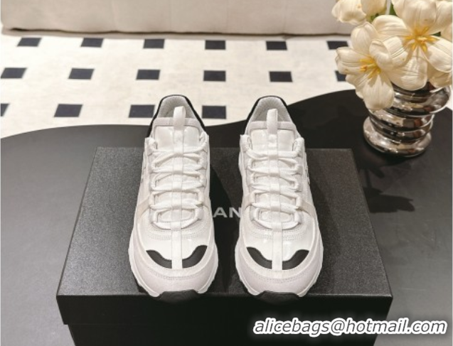 Buy New Cheap Chanel Calfskin & Suede Sneakers White/Black 2025 G46609