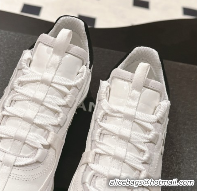 Buy New Cheap Chanel Calfskin & Suede Sneakers White/Black 2025 G46609