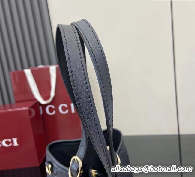 Best Product Gucci GG Leather Emblem Large Tote bag 815213 Black 2025