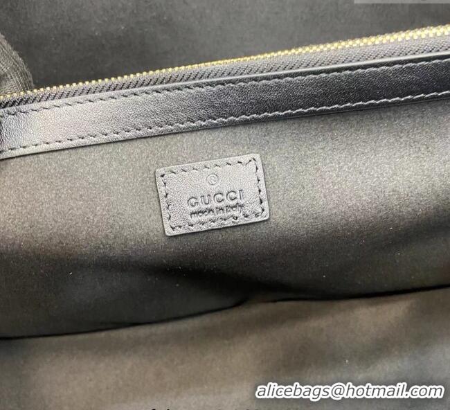 Best Product Gucci GG Leather Emblem Large Tote bag 815213 Black 2025