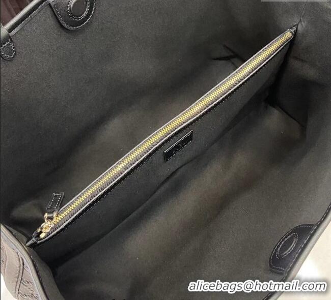 Best Product Gucci GG Leather Emblem Large Tote bag 815213 Black 2025