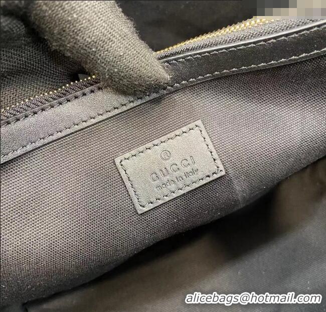 Low Cost Gucci GG Leather Emblem Medium Bucket Bag 815103 Black 2025