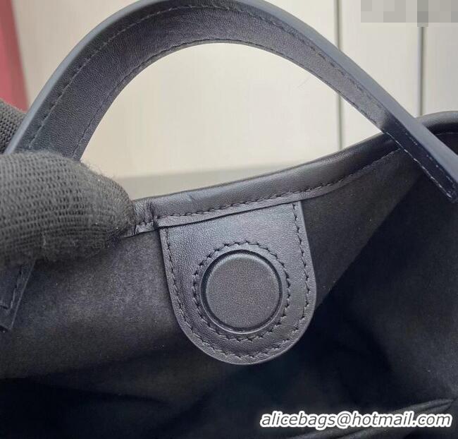 Top Grade Gucci GG Leather Emblem Small Bucket Bag 815118 Black 2025
