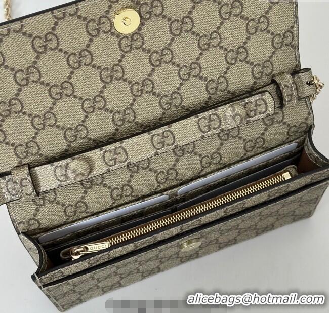 Best Price Gucci GG Emblem Wallet On Chain 838151 Beige/Brown 2025