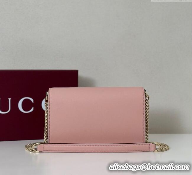 Top Grade Gucci GG Emblem wallet on chain 826720 Light Pink 2025