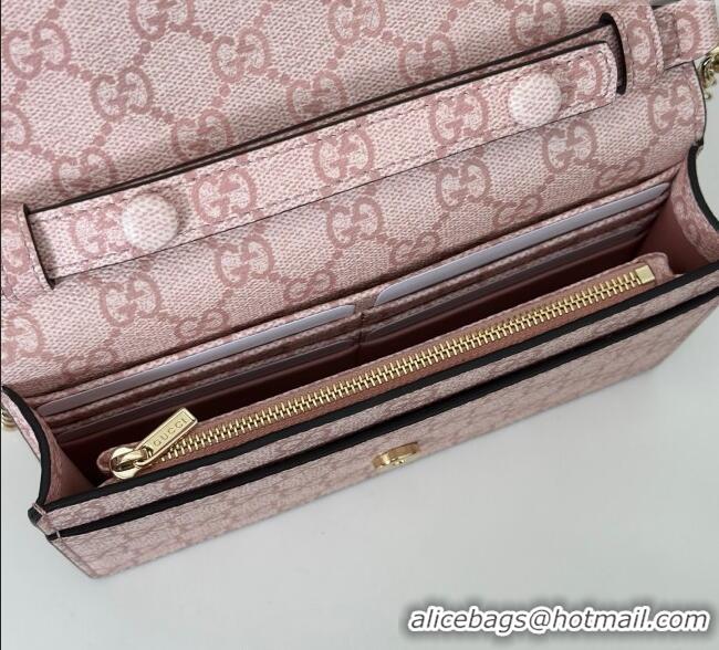 Top Grade Gucci GG Emblem wallet on chain 826720 Light Pink 2025