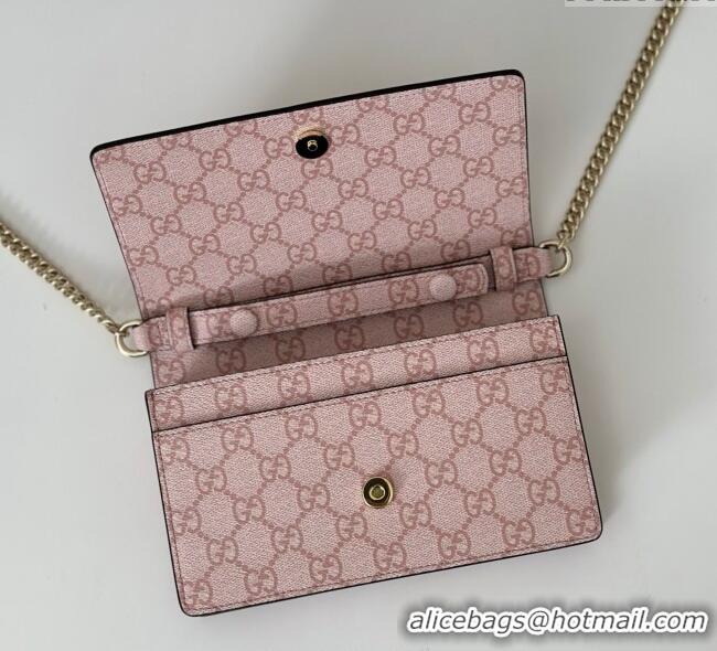 Top Grade Gucci GG Emblem wallet on chain 826720 Light Pink 2025