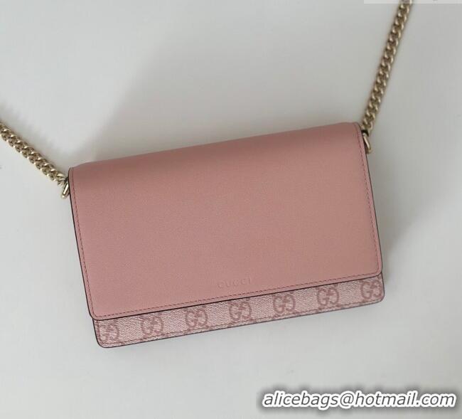 Top Grade Gucci GG Emblem wallet on chain 826720 Light Pink 2025