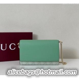 Best Product Gucci GG Emblem wallet on chain 826720 Sage Green 2025