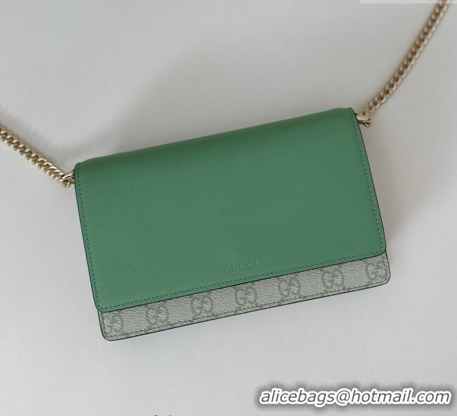Best Product Gucci GG Emblem wallet on chain 826720 Sage Green 2025