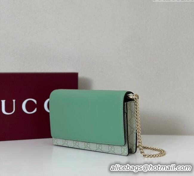 Best Product Gucci GG Emblem wallet on chain 826720 Sage Green 2025