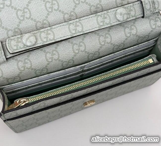 Best Product Gucci GG Emblem wallet on chain 826720 Sage Green 2025