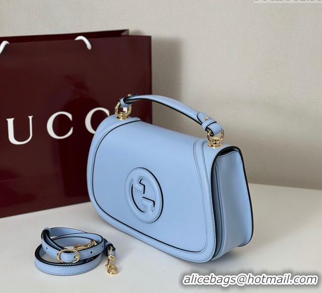 Famous Brand Gucci Blondie Leather Large Top Handle Bag 815716 Light Blue 2025