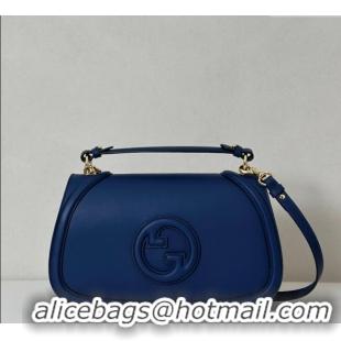 Low Cost Gucci Blondie Leather Large Top Handle Bag 815716 Dark Blue 2025