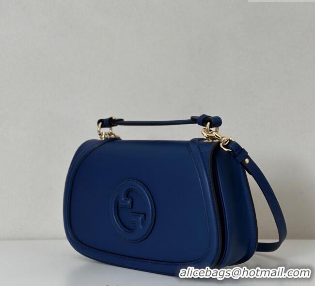 Low Cost Gucci Blondie Leather Large Top Handle Bag 815716 Dark Blue 2025