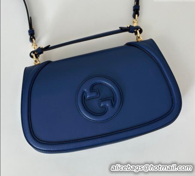 Low Cost Gucci Blondie Leather Large Top Handle Bag 815716 Dark Blue 2025
