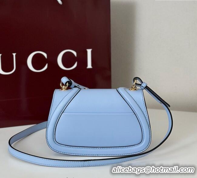Shop Discount Gucci Blondie Small Shoulder bag in Smooth Leather 815700 Light Blue 2025