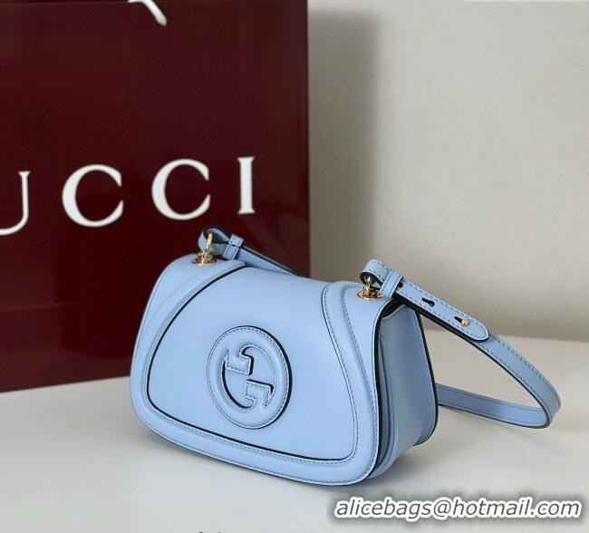 Shop Discount Gucci Blondie Small Shoulder bag in Smooth Leather 815700 Light Blue 2025
