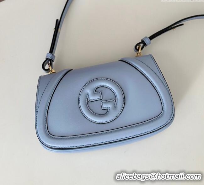 Shop Discount Gucci Blondie Small Shoulder bag in Smooth Leather 815700 Light Blue 2025