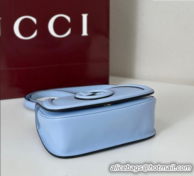 Shop Discount Gucci Blondie Small Shoulder bag in Smooth Leather 815700 Light Blue 2025