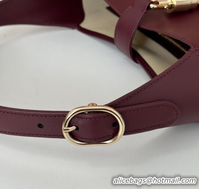 Big Discount Gucci Jackie 1961 medium bag in Smooth Leather 810232 Dark Burgundy 2025
